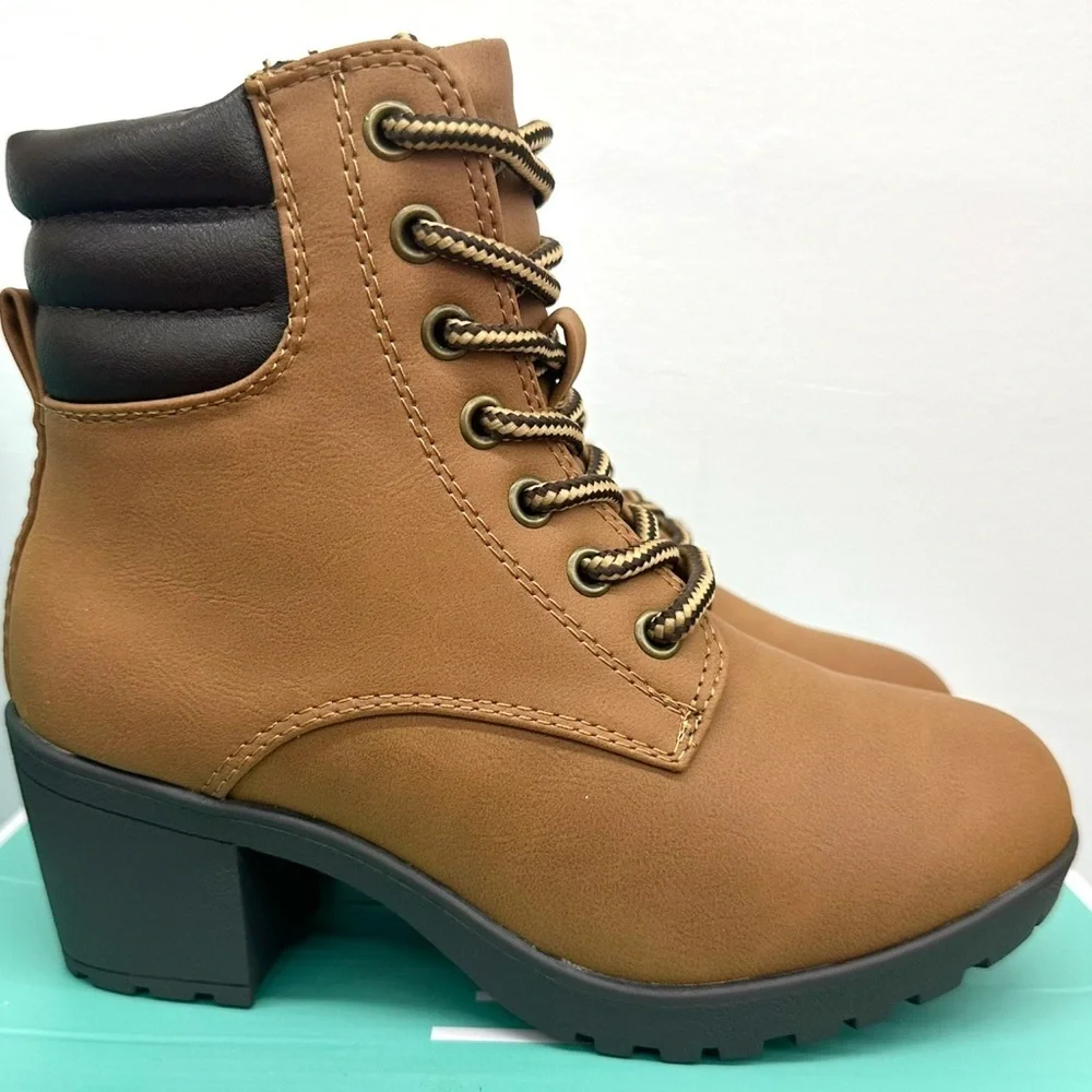 GIRLS Tan Faux Leather Ankle Boots